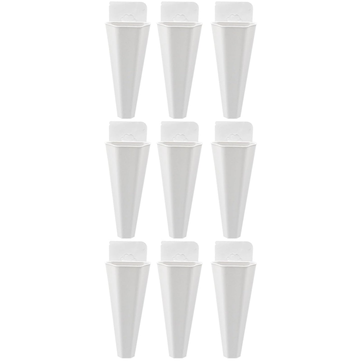 Yardwe Hanging Flower Pot 9Pcs Set White Plastic Wall Planters for Indoor and Outdoor Garden Decor Hydroponic and Trailing Compatible