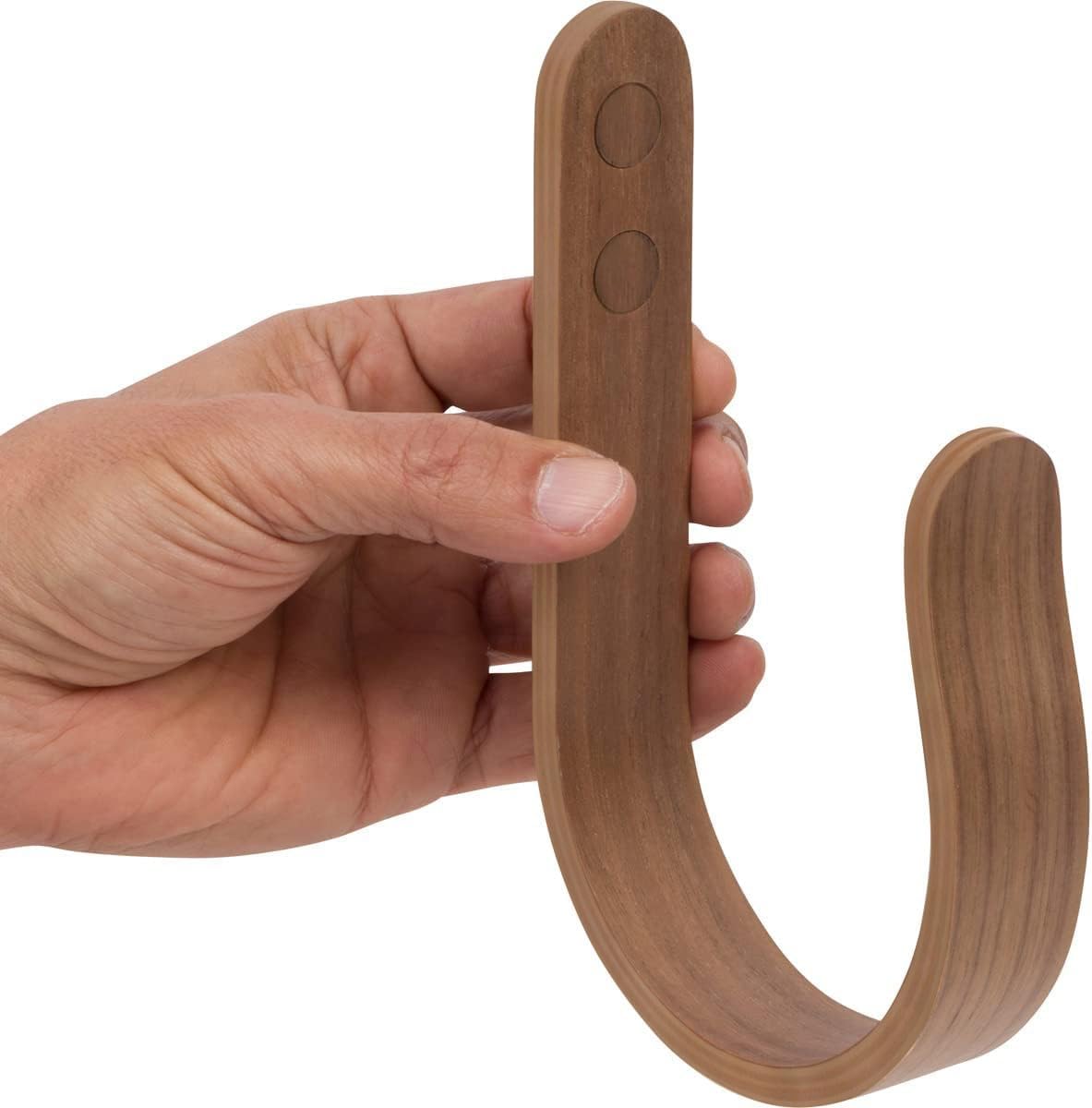 2 x Waveply Wood Curtain Holdbacks Plywood Drapery U Shaped Hook Tiebacks for Wall (Walnut)