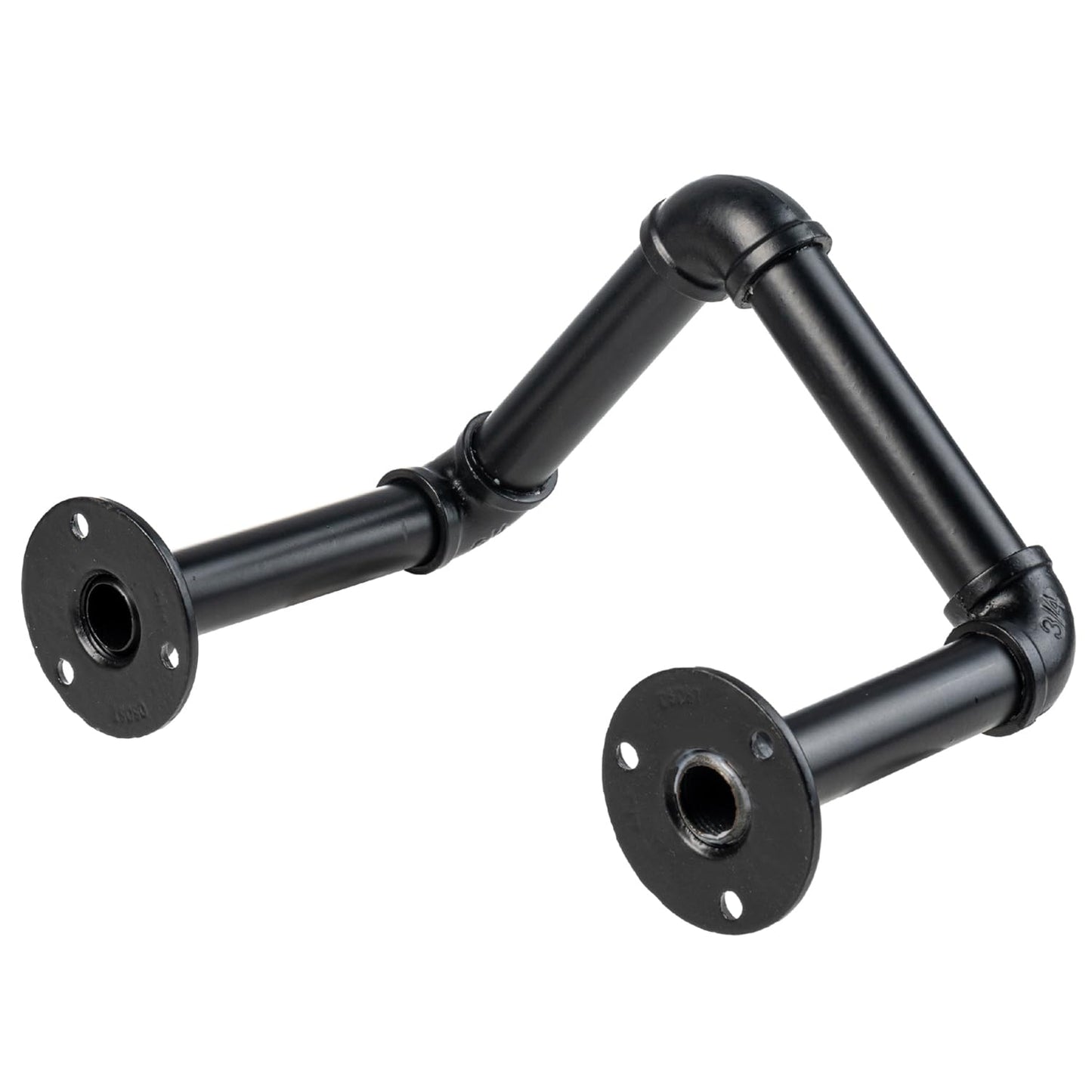 MyGift Wall Mounted Garden Hose Holder, Industrial Matte Black Metal Pipe Design Watering Tube Reel Rack, Decorative Pipework Hook for Hanging Water Hosepipe