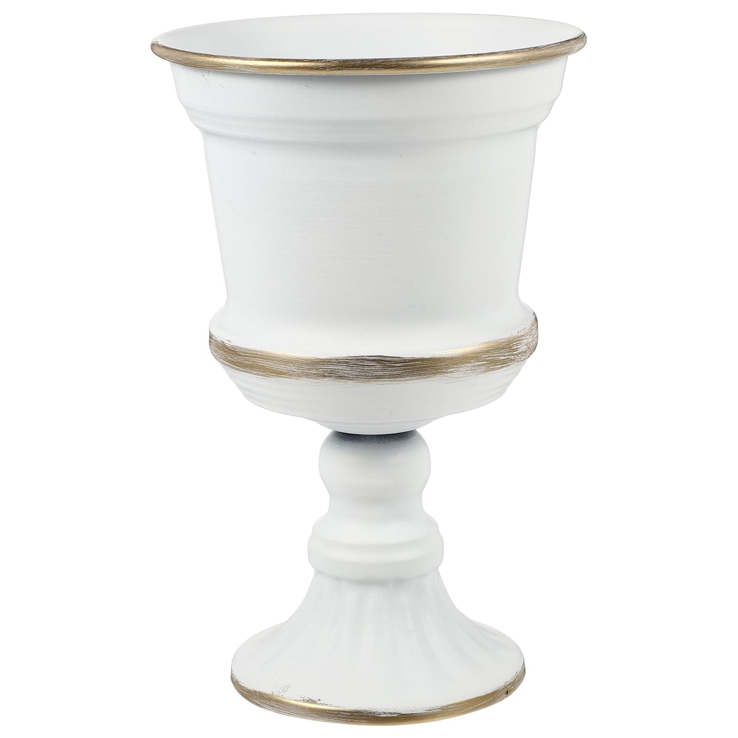 Yardwe White Iron Urn Planters for Outdoor Decor, 12"