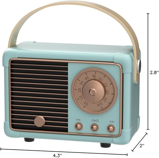 Dosmix Retro Bluetooth Speaker, Vintage Decor, Small Wireless Bluetooth Speaker, Cute Old Fashion Style for Kitchen Desk Bedroom Office Party Outdoor,Birthday Gifts for Women Teenage