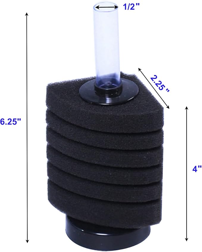 AQUANEAT Aquarium Corner Sponge Filter, for Breeding Shrimp Nano Fish Tanks with Airline Tubing, Valves and Suction Cups