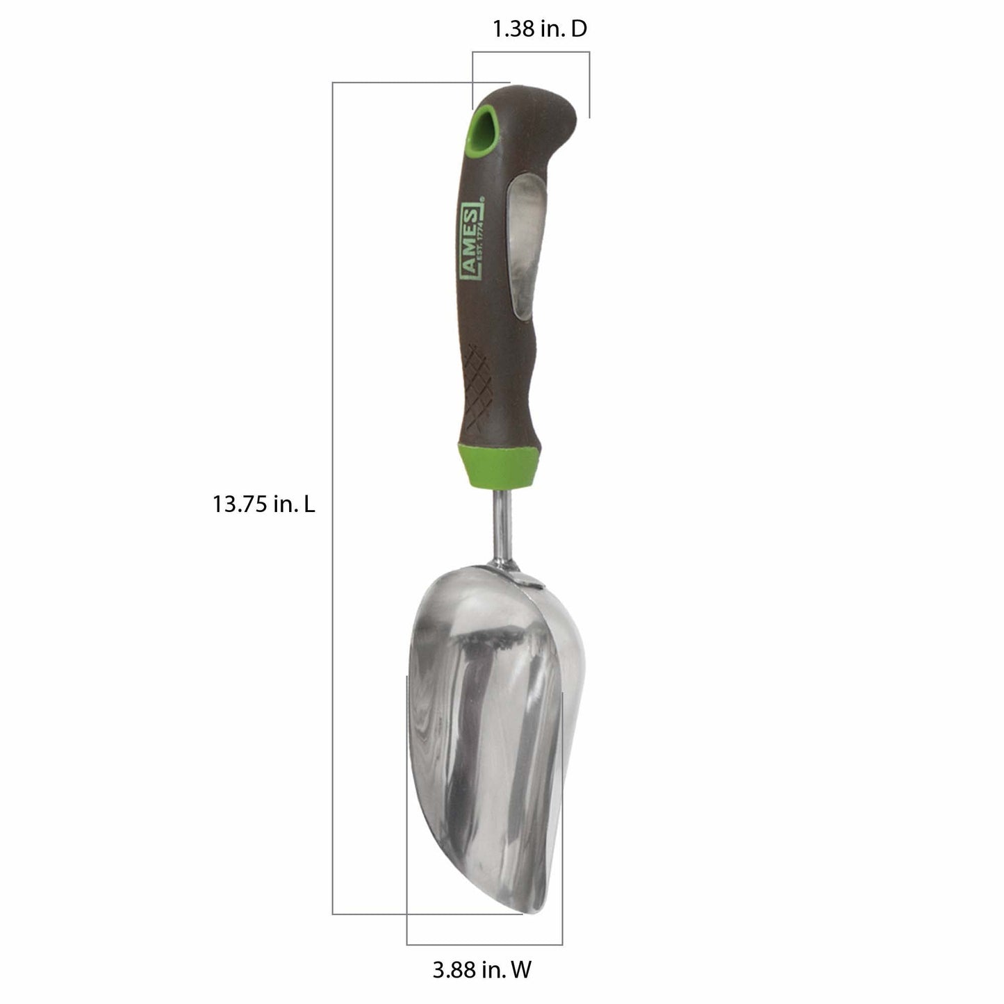 AMES 2445400 Stainless Steel Hand Soil Scoop with Ergo Gel Grip, 13-Inch, Gray
