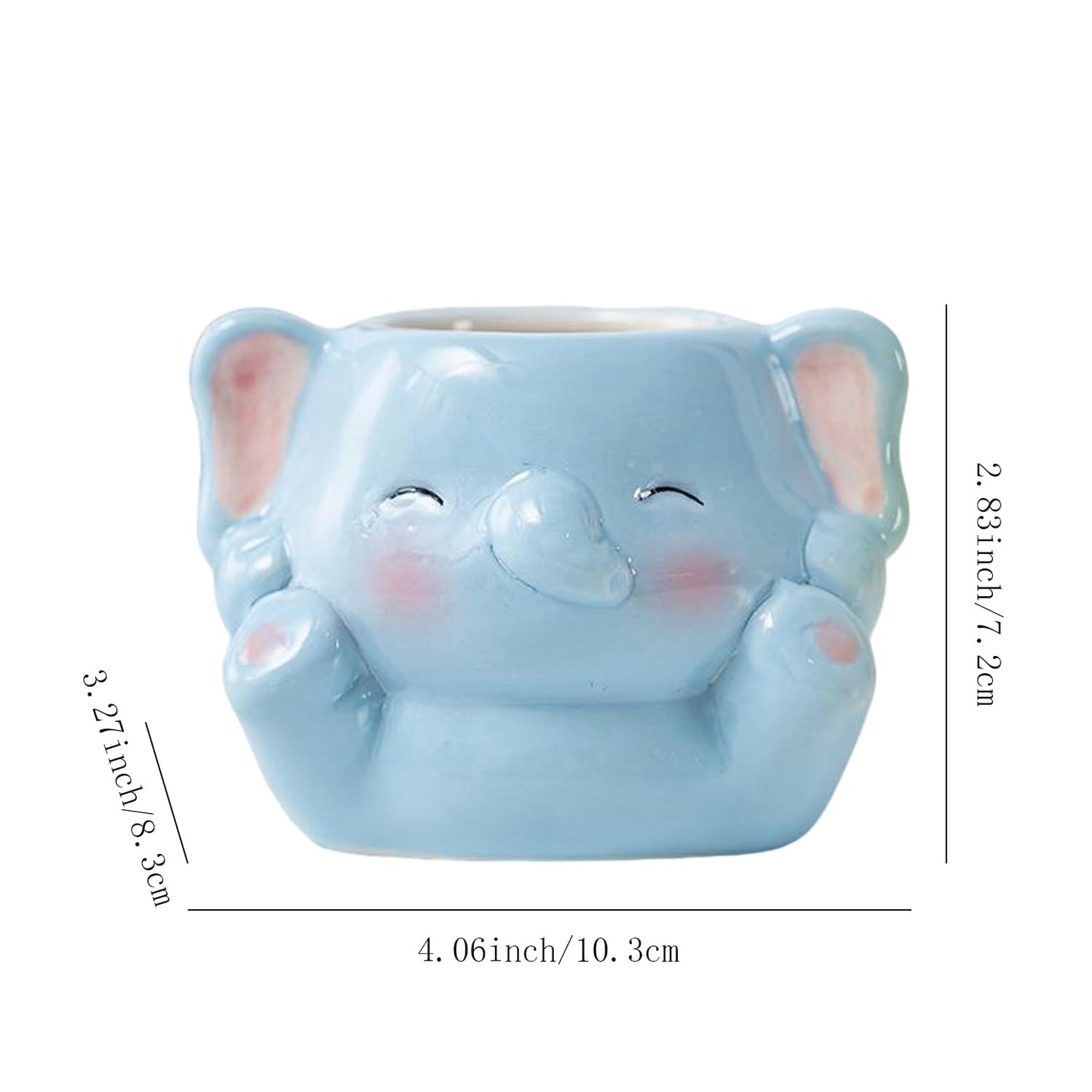 LLYSTTDS Ceramics Animals Succulent Planters Small Succulent Pots Cute Plant Pots Tabletop Decorations for Indoor Plants Home Office Garden Flower Pot Gifts for Plants Lover (Elephant)