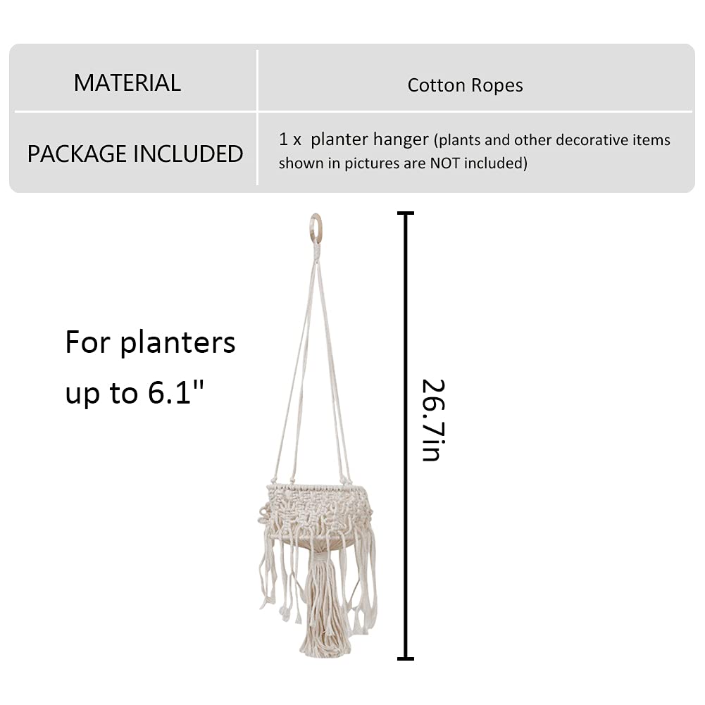 Kelendle Macrame Plant Hangers with Tassels Indoor Hanging Planters Basket Handmade Cotton Rope Flower Pots Holder Stand Boho Home Decor Outdoor Decorations Round White