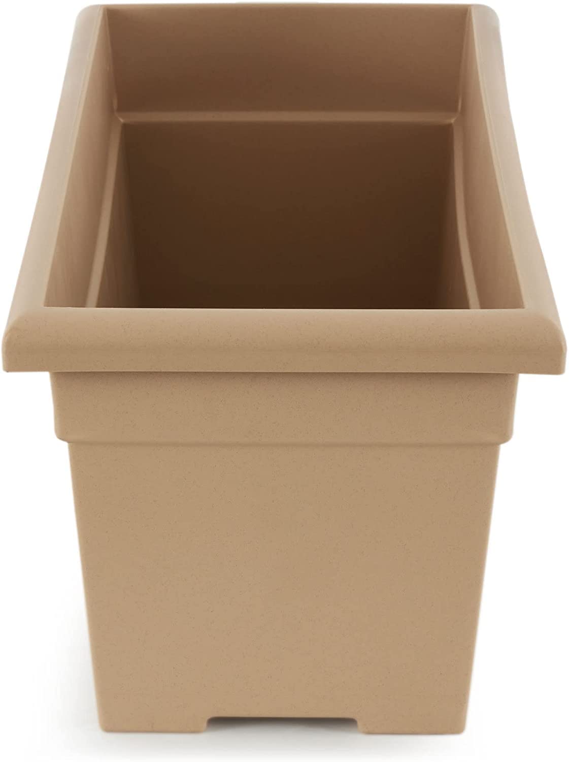 The HC Companies 28 Inch Romana Planter Box with Drainage Plug, Lightweight UV-Resistant Plastic Outdoor Planters, 1-Pack Flower Box for Garden, Patio, Balcony, and Fence, Cappuccino