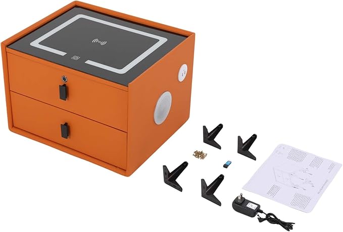 Smart Nightstand with Charging Station, Adjustable LED, USB Ports, Fingerprint