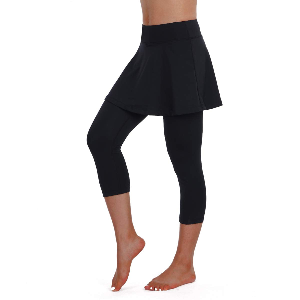 ANIVIVO Yoga Leggings with Skirts for Women,Skirted Leggings for Tennis Women Golf Clothes with Pockets(Black,XS)