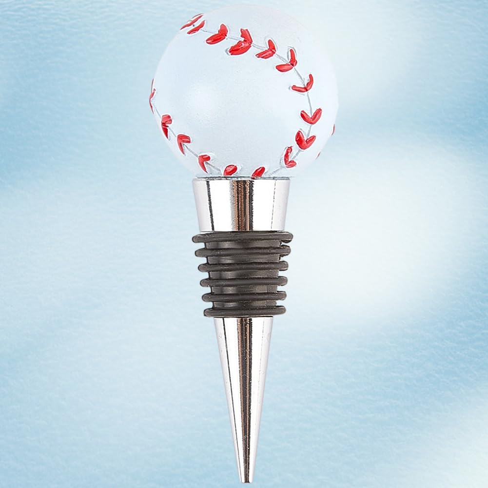 GORGECRAFT Baseball Bottle Stopper Sport Ball Resin Silver Metal Reusable Wine Champagne Beverage Glass Toppers Pump Decor for Men Women Holiday Housewarming Christmas Halloween Wedding Party
