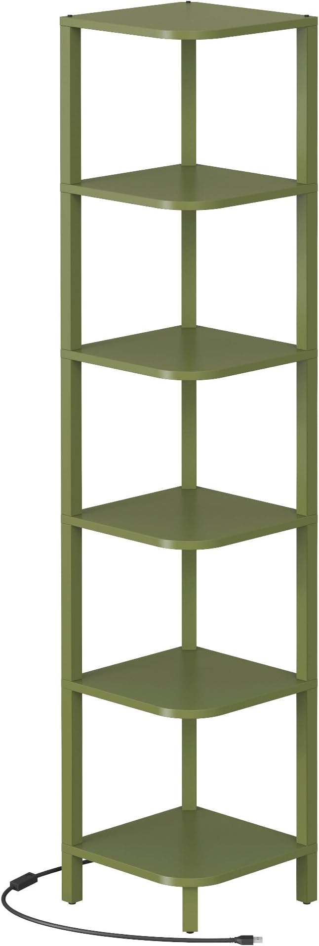 TUTOTAK Corner Shelf with LED Light, 6-Tier Corner Bookshelf