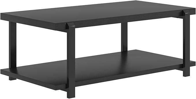 FOLUBAN Black Coffee Table, Modern Rustic Wood Center Table