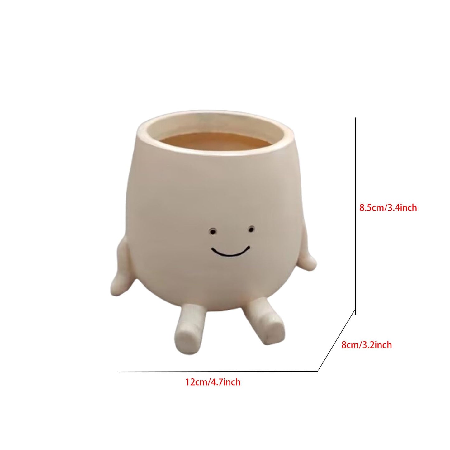 Face Planter Pots Head Cute Resin Cactus For Indoor And Outdoor Face Vase Home Decor Bookshelf Decor Cute Heart Smile Face Resin Succulent Pots Gifts For Valentine's Day Unique Succulent Pot(laugh)