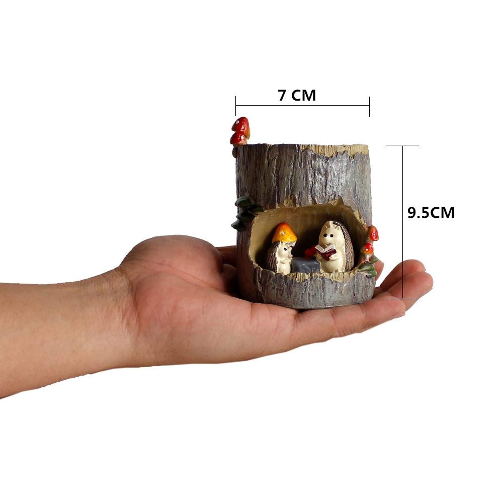 GoodPlay Flower Pot Succulent Planters Tree Hole Pots Resin Flower Plant Pot Office Home Garden Decoration (Hedgehog)
