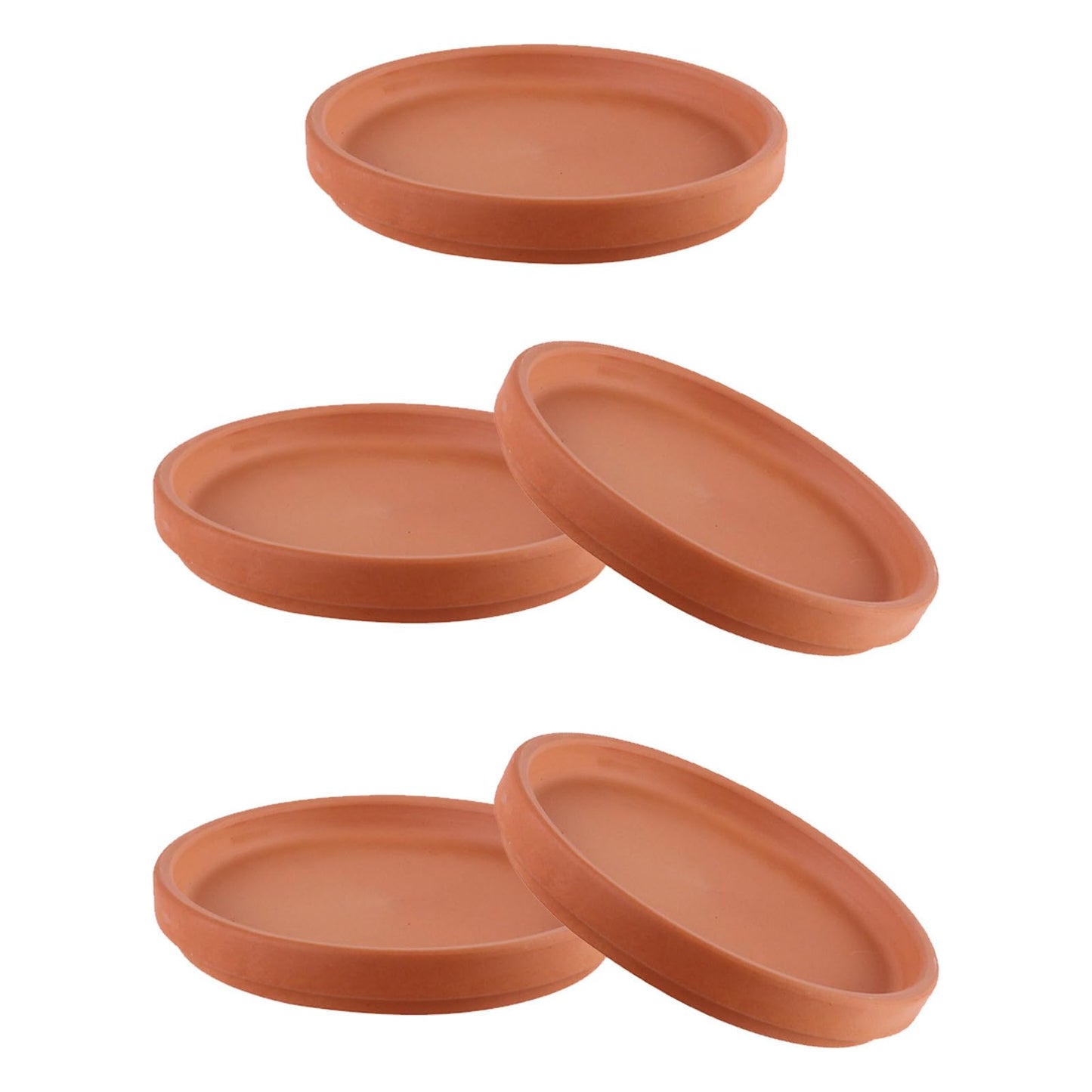 Healeved 10 Pcs Small Pottery Plant Saucers Without Drainage, 3in Terracotta Pot Saucer for Indoor Outdoor Planter Round Flower Pot Tray Holders for Gardening