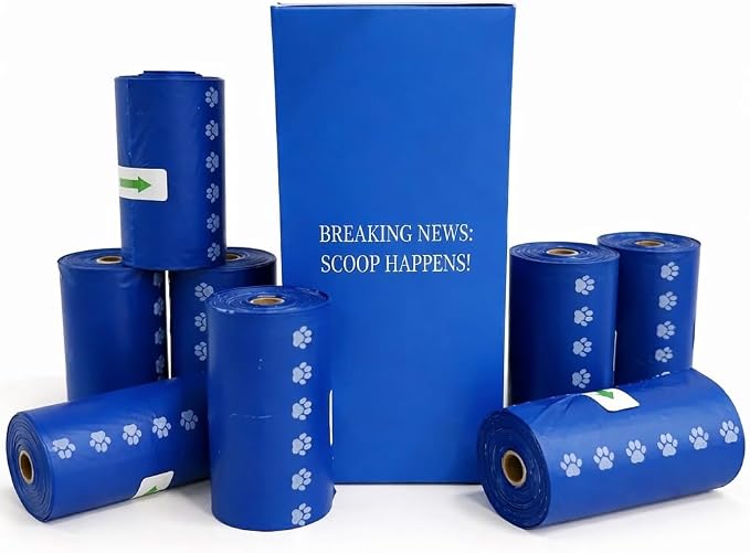 Premium Dog Poop Bags, Home Compostable — TÜV Austria OK Compost HOME Certified, 25 Micron Extra Thick & Leak-Proof, 120 Unscented Bags (8 Rolls), Large 9x13 Inch