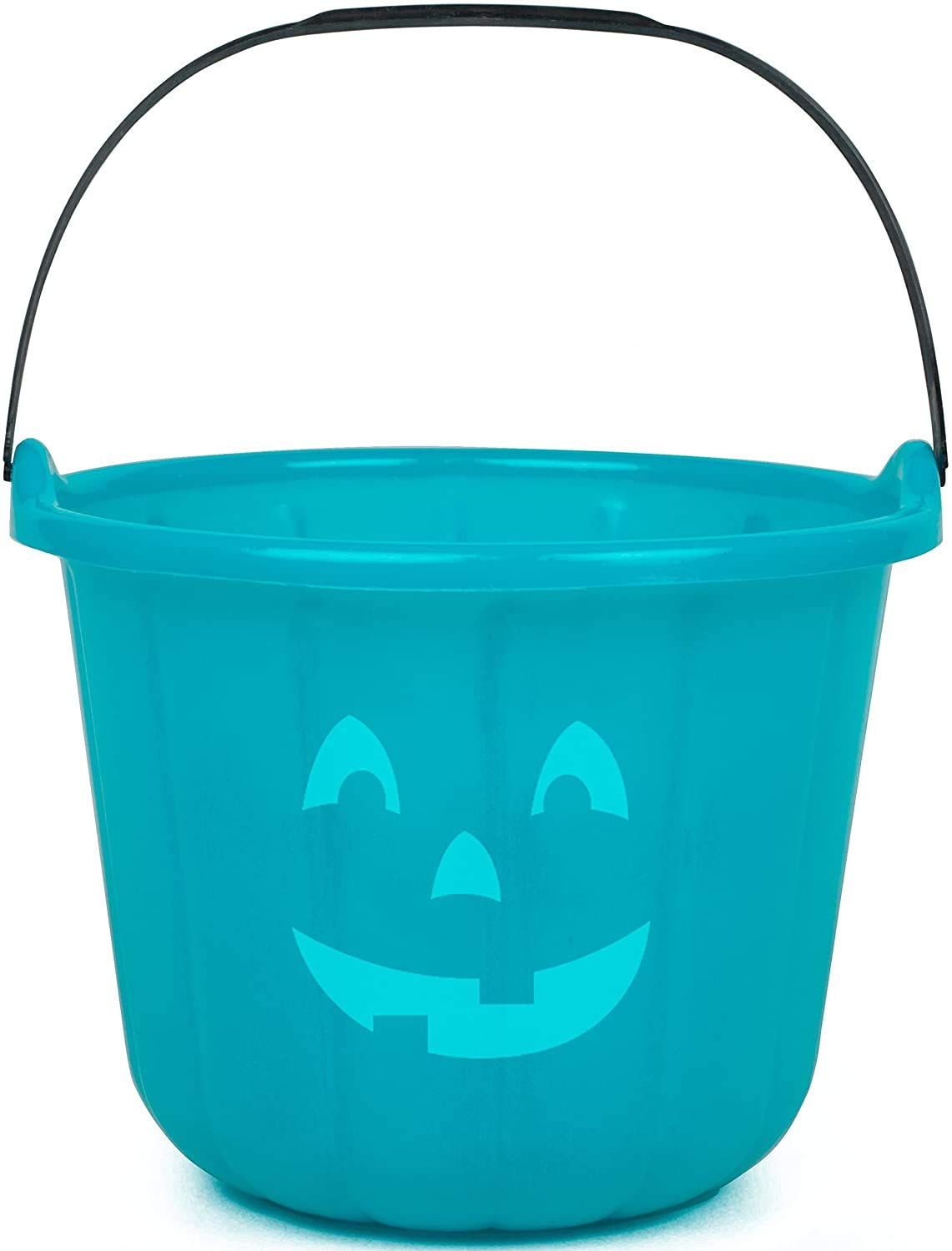 Teal Pumpkin Halloween Trick or Treat Bucket 8.5 in (2 Pack)-Official Teal Pumpkin Project Allergy-Friendly Candy Pail Accessory and Party Decoration Supplies, Haunted House Plastic Bowl w Handle
