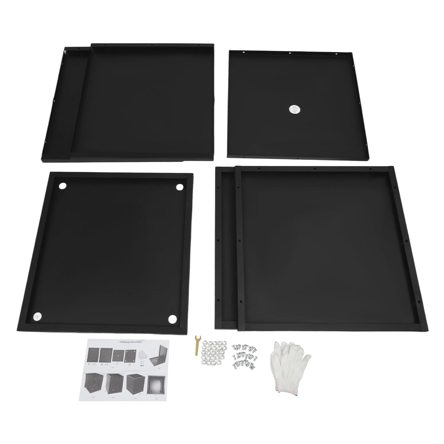 Large Outdoor Planters Metal Planters for Outdoors, Square Metal Planter Box 26"L x 26"W x 26"H, Steel Planter Box with Removable Insert Shelf, for Porch, Garden, Patio (26"L x 26"W x 26"H - Black)