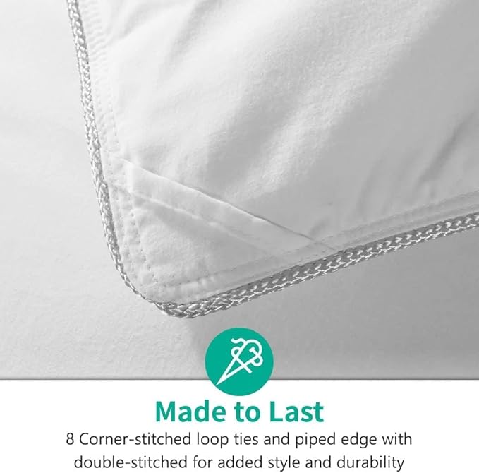 APSMILE Lightweight All-Season Down Feather Fibers Comforter Queen/Full Duvet Insert for Hot Sleepers/Warm Weather- Ultra-Soft High Fill-Power Hotel Collection Comforter, Thin Light Warmth(90"x90")