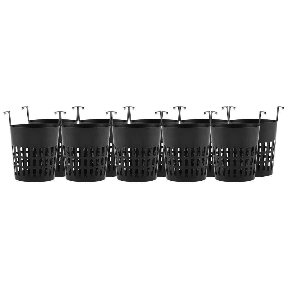 UYISMML 10 Pack 2.5 inch Garden Slotted Mesh Net Cups with Hook, Round Heavy Duty Net Pots Hydroponics Supplies Cups, Orchids Aquaponics Plant Nursery Pots for Garden Balcony Planting