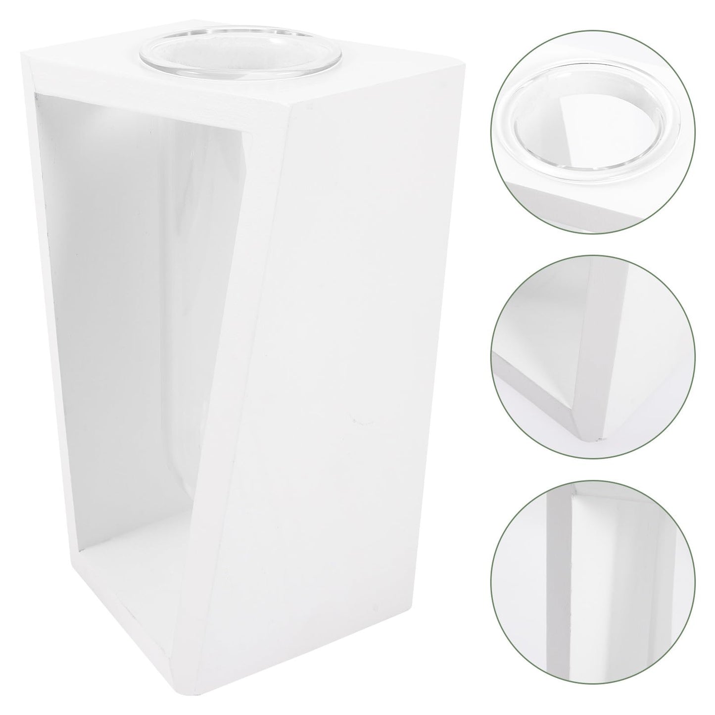 Hemobllo Nordic Style Wooden Frame Glass Propagation Vase Test Tube Planter for Indoor Hydroponic Plants White Holder Home Décor Terrarium Container