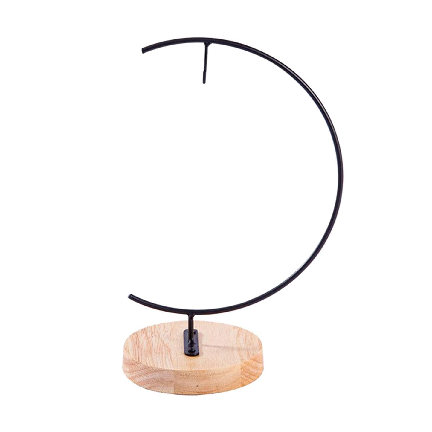 JISADER Terrarium Ornament Display Stand with Wood Base Creative Hanging Hook Glass Globe Holder for Christmas Party Decor Air Plant