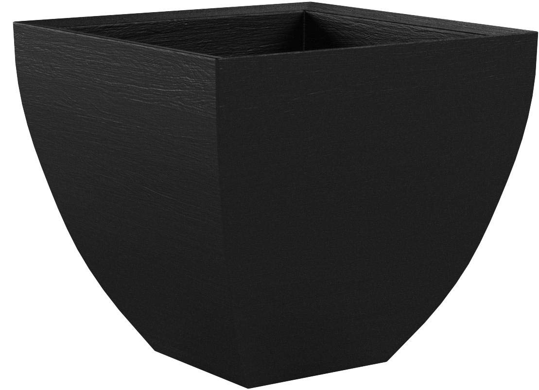 Tusco Products MSQ16BK Modern Square Garden Planter, 16-Inch, Black