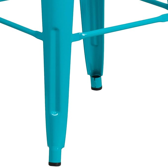 Flash Furniture Commercial Grade 30" High Backless Crystal Teal-Blue