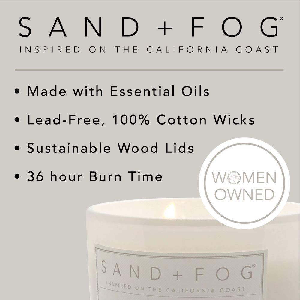 Sand + Fog Scented Candle - California Beach House – Additional Scents and Sizes – 100% Cotton Lead-Free Wick - Luxury Air Freshening Jar Candles - Perfect Home Decor – 12oz (Pack of 2)