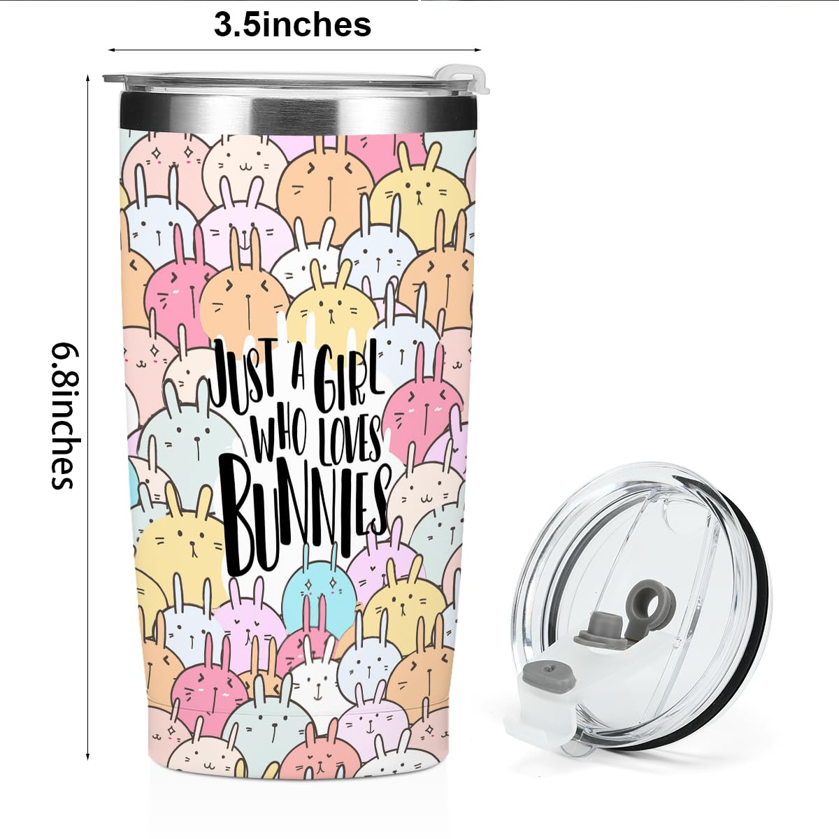 Funny Bunny Tumbler,Bunny Stuff 20 oz Stainless Steel Coffee Mug,Travel Cup,Insulated Cup with Lid for Car, Perfect Gifts for Girl Bunnies Lover Niece Friend Coworker Christmas Birthday