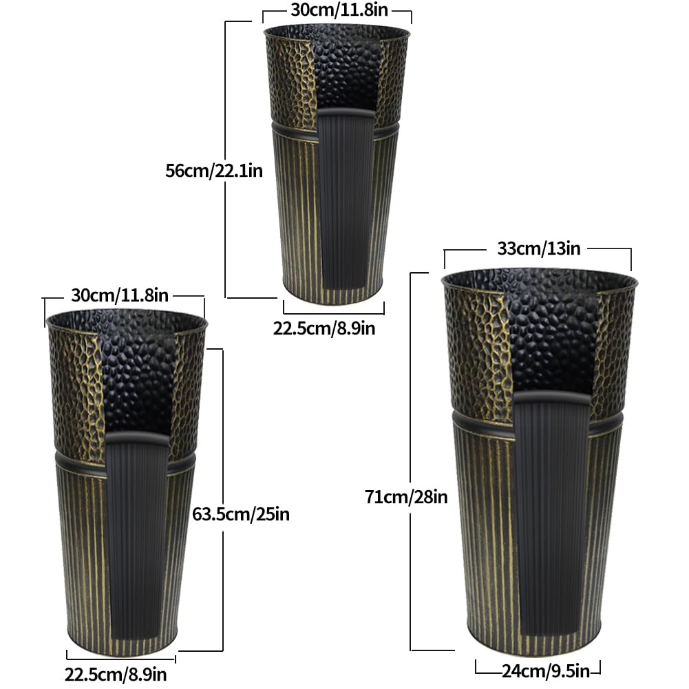 2 Pcs Pack 22 Inches Metal Tall Tapered Planter Pots Large Galvanized Steel Round Planter Flower Pot with Drainage Holes for Indoor Outdoor Deck Porch Garden Home Patio Front Door (Antique Bronze, S)