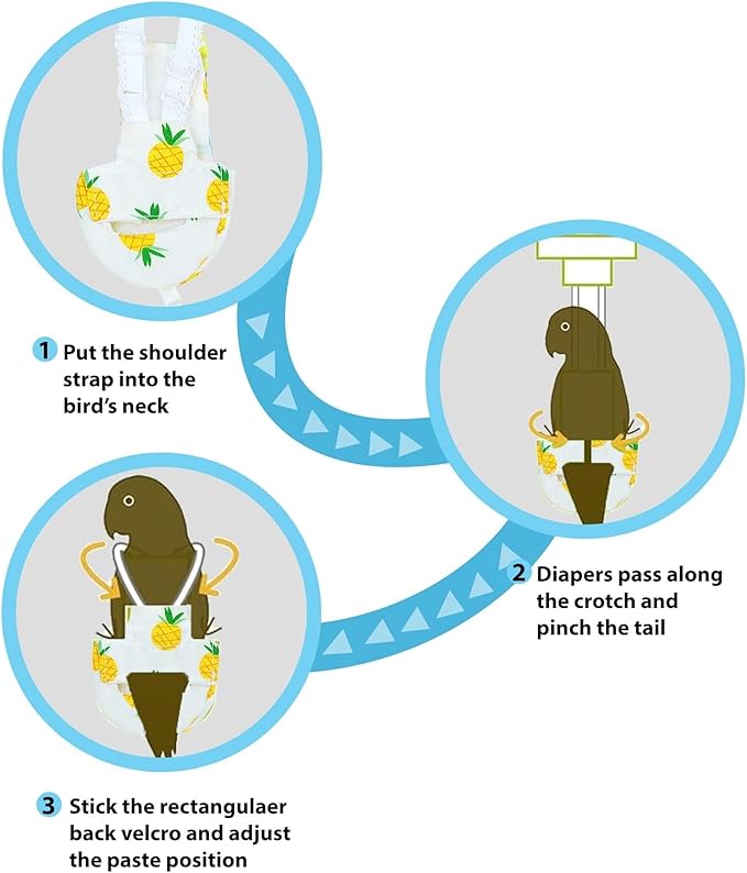 6-Piece Bird Diaper Set for Parrots, Reusable Protective Flight Suits with Waterproof Inner Layer, Washable Urine Wet Suit for Cockatiel, Parakeet, Budgie, and Small Birds(XL)
