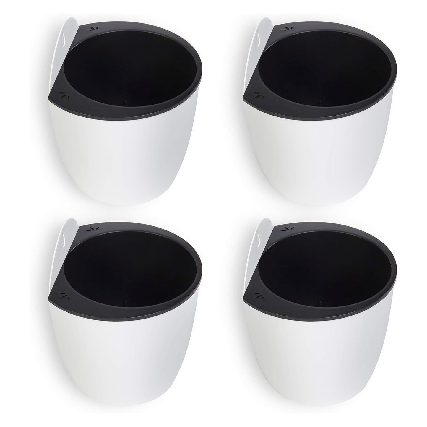 MyGift 7.5 Inch Wall Planters for Indoor Plants, White Plastic Hanging Self Watering Plant Pots, Flower Cactus Herbs Plant Container Wall Planter Set of 4