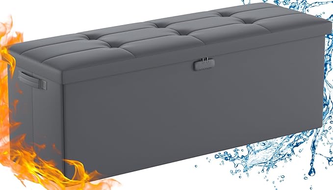 DocSafe Storage Ottoman Bench, Fireproof&Waterproof Folding Bench