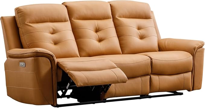 ANJ Power Oversized Reclining Sofa Couch, Breathable Faux Leather 3-Seater