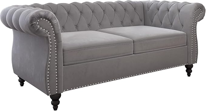 Mid-Century 2 Seater Sofa, Velvet Loveseat