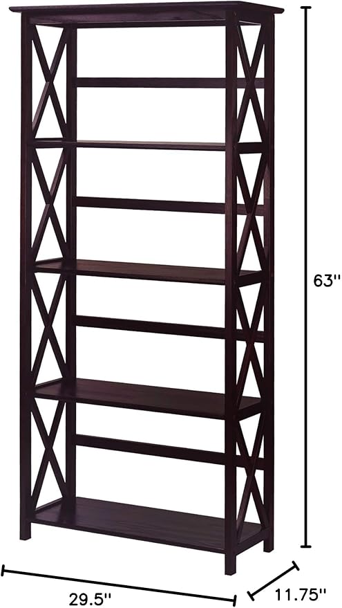 Montego 5-Shelf Bookcase-Espresso