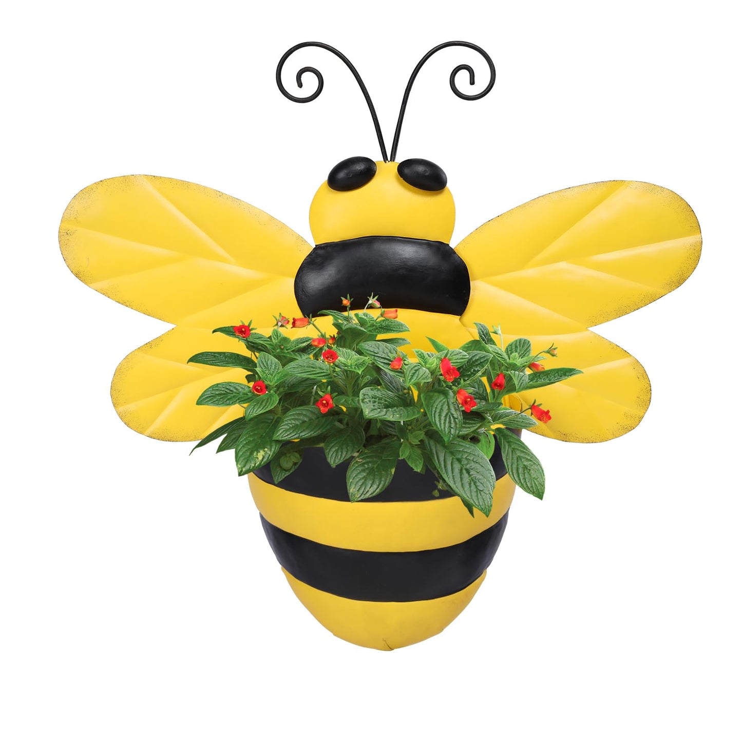 Chonsun Metal Wall Planter Bee Wall Mounted Planters Small Flower Pot with Drainage for Indoor Outdoor Farmhouse Hanging Planter Succulent Plant Container Vertical Garden Yard Decor
