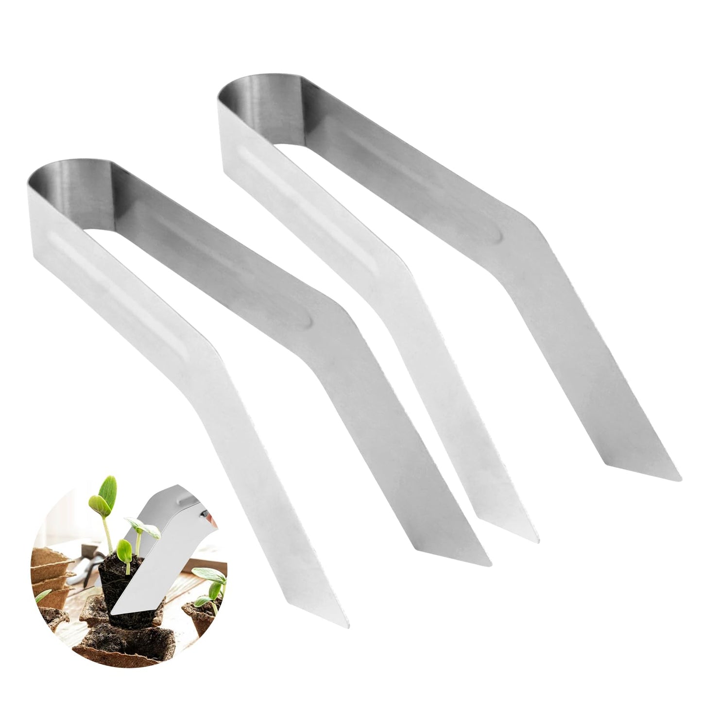 2Pcs Seedling Transplant Tongs,6.7 Inch Stainless Steel Gardening Plants Tongs,Gardening Planting Tool for Seedling Transplantation,Seedling Remove Transplant Pliers