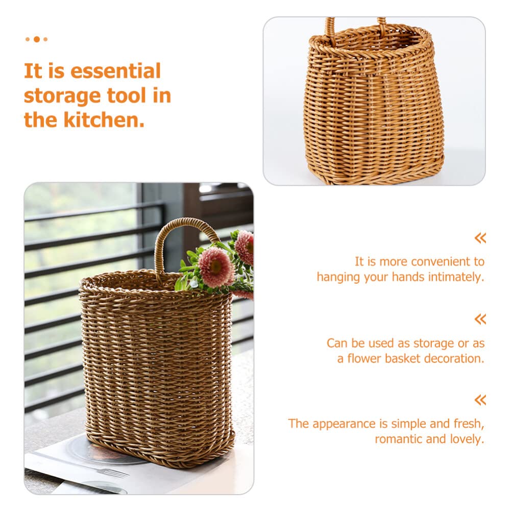 Woven Seagrass Storage Basket - Wall Mounted Planters with Rattan Flower Pot - Hanging Wicker Basket