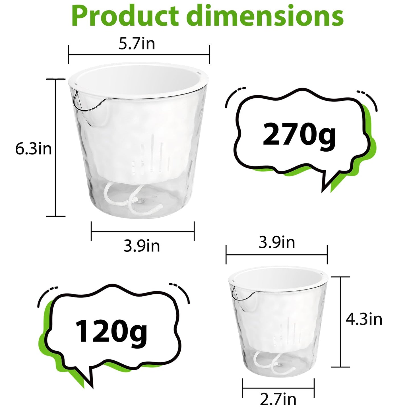 OFFKITSLY 4 Pack Self Watering Plant Pot, 6/4 Inch Plastic Self Watering Pots for Indoor Plants African Violet Pots Easy Plant Self Watering Pot with Wick Rope for Plants Flowers