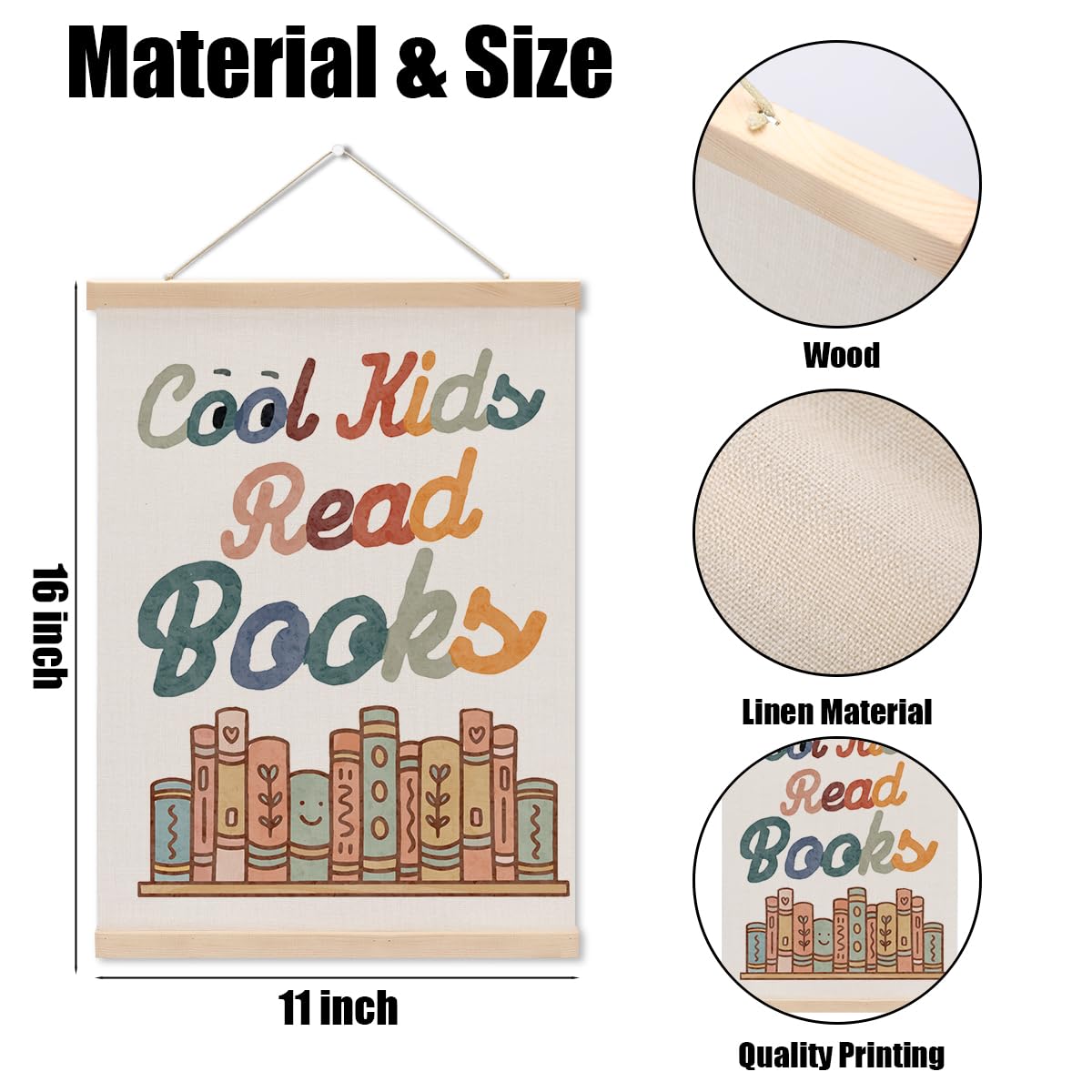 Reading Poster Hanger, Reading Nook Library Decor Wall Decor, Book Lovers Gifts, Educational Posters Wall Art Wall Hanging Banner Farmhouse Classroom Bedroom Reading Room Apartment Home Decor