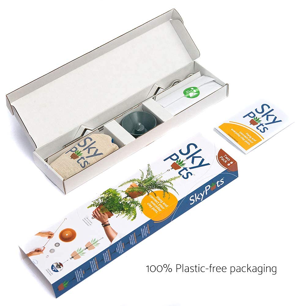 SkyPots Two Pack, All-New Pot Hanging Kits + Accessories, Indoor/Outdoor, Build Vertical Gardens, Hang Individual Planters