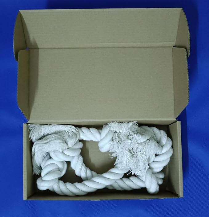 35" Dog Rope Tug Toy ā 5-Knot Cotton Rope, Perfect Balance for Tug & Chew, Durable Interactive Toy for Medium & Large Dogs (22ā88 lbs), Indoor & Outdoor, Washable, White