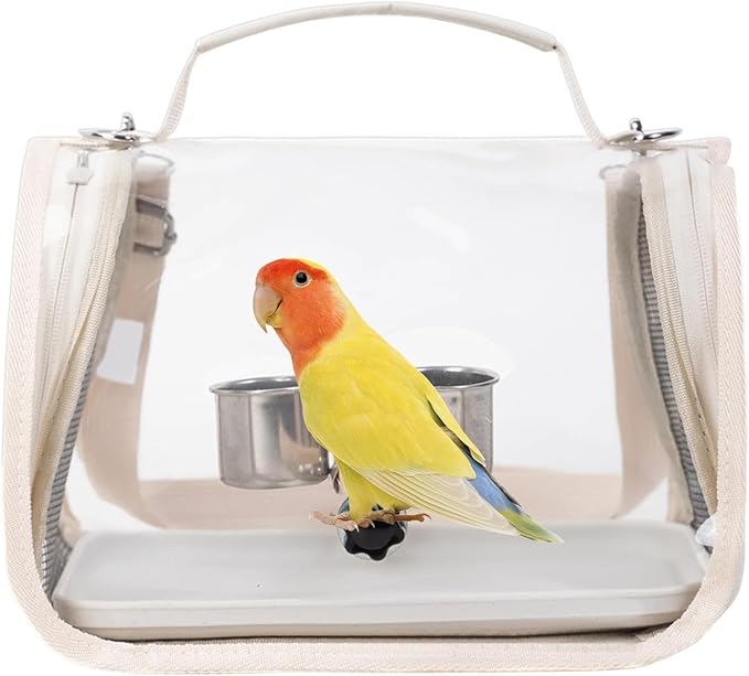 Bird Backpack Carrier - Bird Transport Backpack with Perch - Lightweight Parakeet Cage - for Parrot Parakeet Cockatiel Conure Cockatoo Outdoor Travel Camping Road Trip Vacation