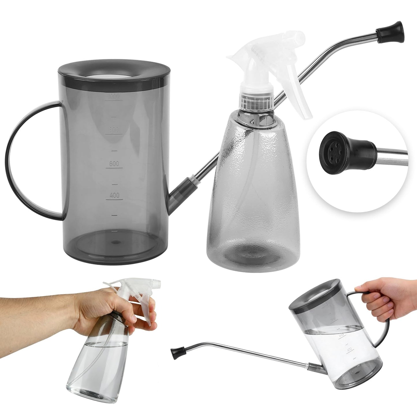 Watering Can for Indoor Plants, Small Watering Cans for House Plants, Succulents and Flowers, Long Spout, 1 Liter, with Bonus Plant Mister Spray Bottle for Plant Bonsai