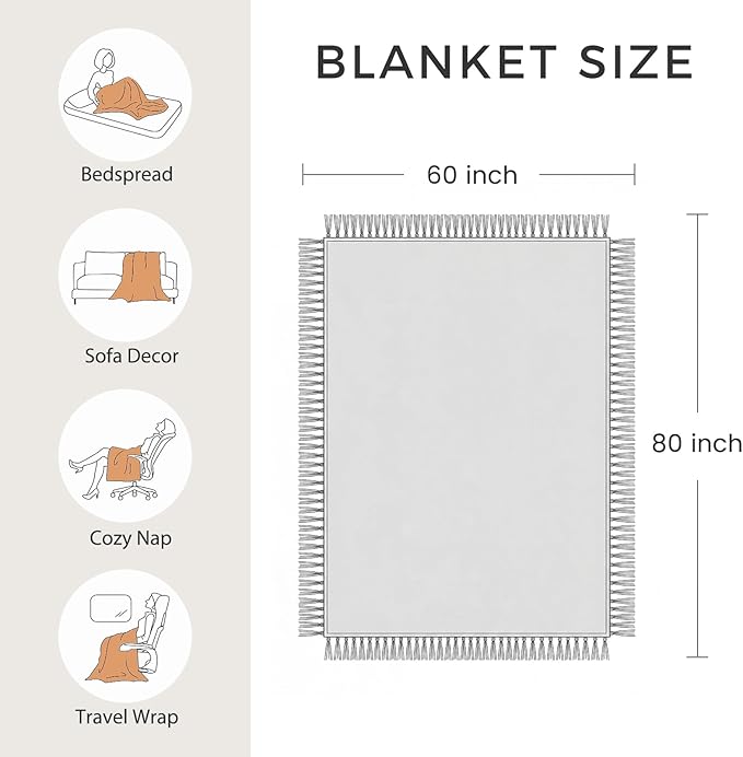 LUTBM Boho Throw Blanket for Bed Cotton Soft Lightweight Quilt Summer Blanket