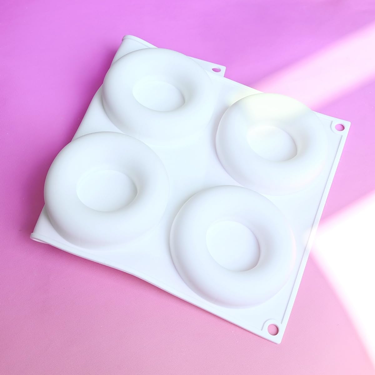 ANGOOD 3D Donut Silicone Mold, Cupcake Baking Pan Mousse Tray Molds, Kitchen Cake Decorating Fondant Mould for Pumpkin Shaped Baking Mousse Cake, 6-Cavity Non-Stick Silicone Moulds (D_ Donut)