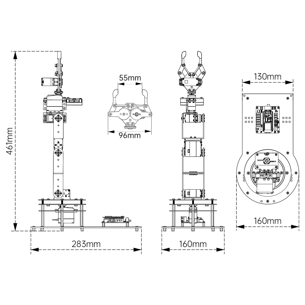 Robotic Arm Kit 6DOF Programming Robot Arm with 6 Servos, Handle, Mechanical Claw, etc, PC Software APP Control with Tutorial for Arduino STEM Education & Engineering Science Kits, LeArm Open Source