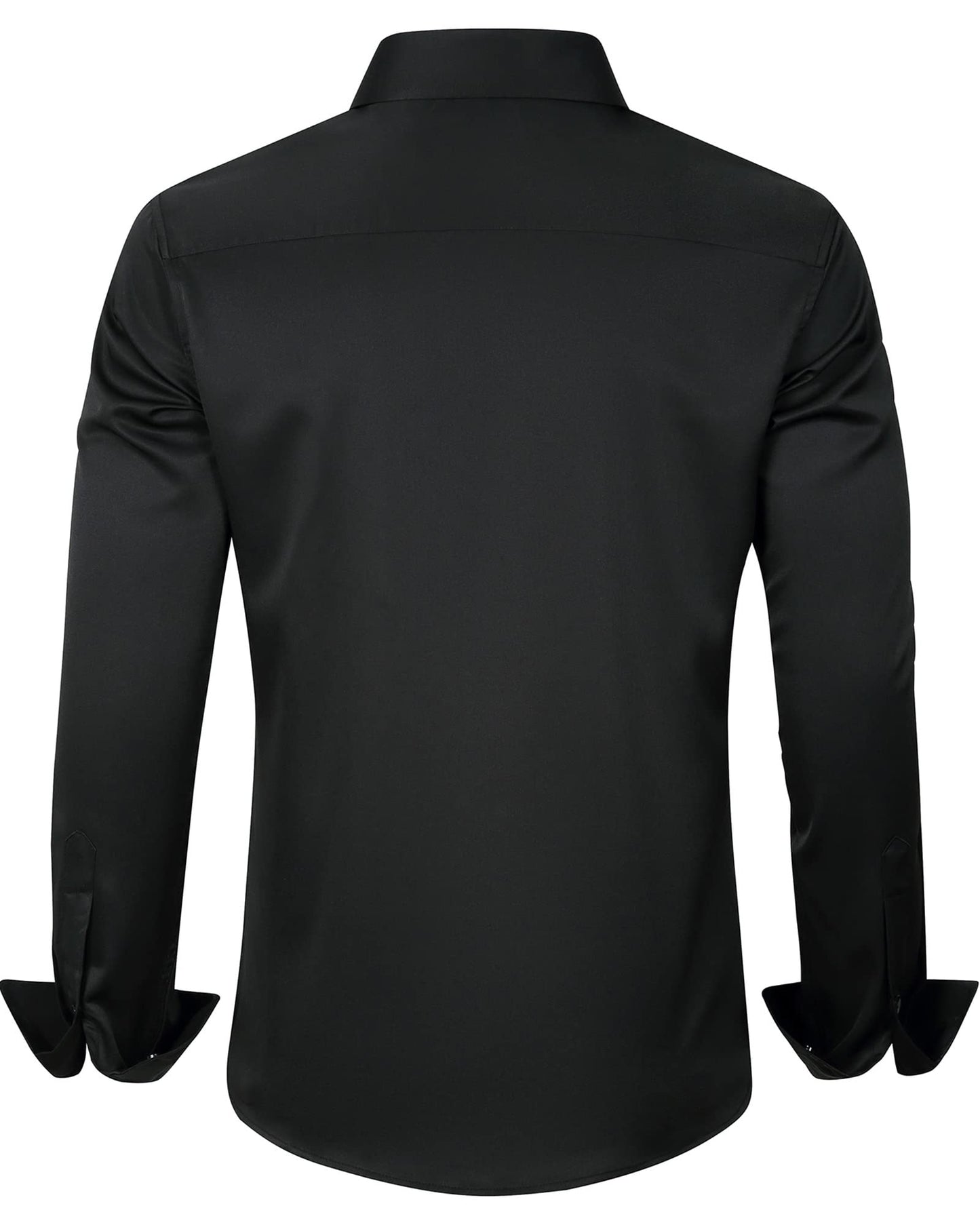 J.VER Men's Dress Shirts Solid Long Sleeve Stretch Wrinkle-Free Formal Shirt Business Casual Button Down Shirts Black Small