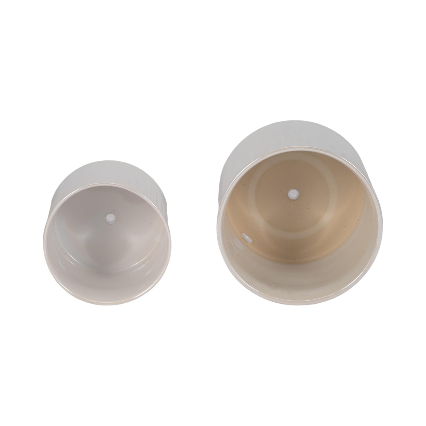 Set of 2 Iridescent Line Footed Planters with Ivory Accents – Ceramic Stoneware Outdoor & Indoor Plant Pot – Modern Garden & Home Decor Ceramic Planters – 6" & 8", Ivory